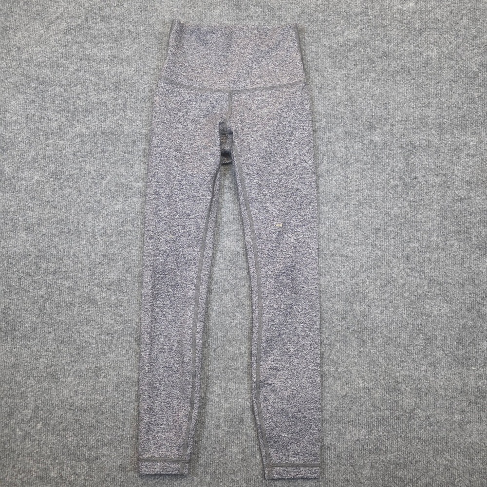 Lululemon Wunder Under High Rise Tights Leggings Women 2 Gray Heathered Yoga Gym